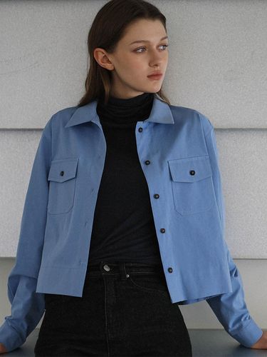 Cotton Classic Collar Pocket Shirt [Blue] - DEHEVE - Modalova