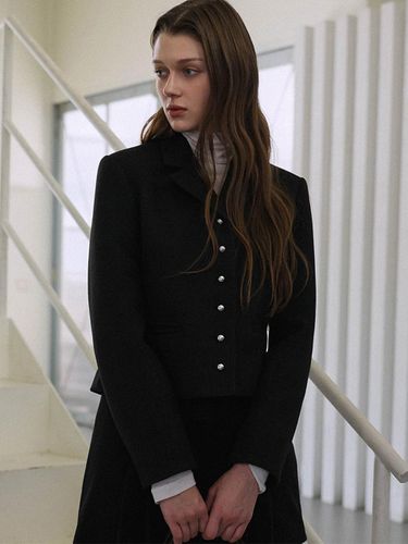 Button Point Wool Modern Jacket [Black] - DEHEVE - Modalova