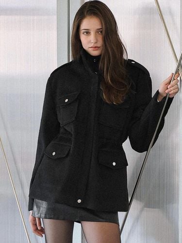 Pocket Half Wool Free Size Jacket [Black] - DEHEVE - Modalova