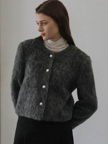 Mix Fur Short Relaxed Fit Jacket [Charcoal] - DEHEVE - Modalova