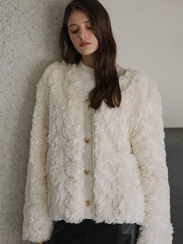 Soft Plush Luxurious Fur Jacket [Beige] - DEHEVE - Modalova