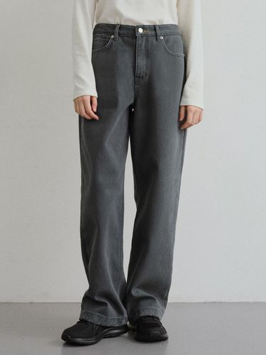 Winter Cotton Wide Fleece-Lined Denim Pants - URAGO - Modalova