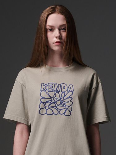 Floral Graphic Relaxed Fit T-shirt [Silver Grey] - Kenda - Modalova