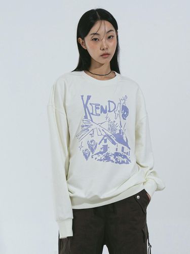 Cotton Polyester Oversized Rough Sketch Sweatshirt [WHITE] - Kenda - Modalova