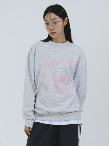 Oversized Cotton Polyester Rough Sketch Sweatshirt [Light Melange] - Kenda - Modalova