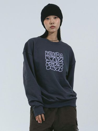 Floral Graphic Logo Oversized Sweatshirt [Charcoal] - Kenda - Modalova