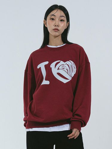 Cotton Polyester Blend Oversized Sweatshirt [BURGUNDY] - Kenda - Modalova