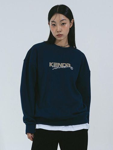 Oversized Triple Stitched Cotton Blend Sweatshirt [Dark Blue] - Kenda - Modalova