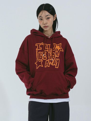 Lettering Oversized Cotton-Polyester Hood Tee [Burgundy] - Kenda - Modalova