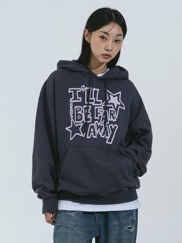 Lettering Oversized Cotton-Polyester Hood Tee [Charcoal] - Kenda - Modalova