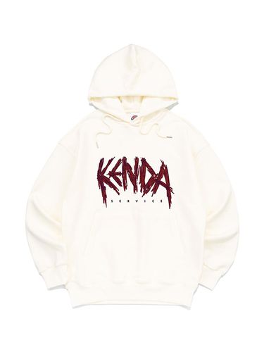 Cotton Polyester Grunge Logo Hoodie [Beige] - Kenda - Modalova