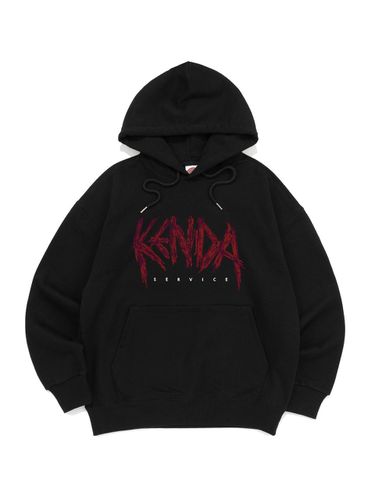 Grunge Logo Cotton Polyester Overfit Hood [Black] - Kenda - Modalova