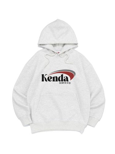 Oversized Cotton-Polyester Slash Logo Hoodie [Light Grey] - Kenda - Modalova