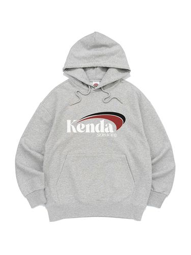 Cotton Polyester Oversized Slash Logo Hoodie [Melange] - Kenda - Modalova