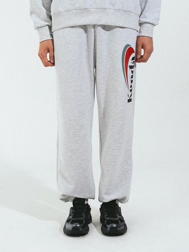 Cotton Polyester Oversized Slash Logo Sweatpants [Light Grey] - Kenda - Modalova