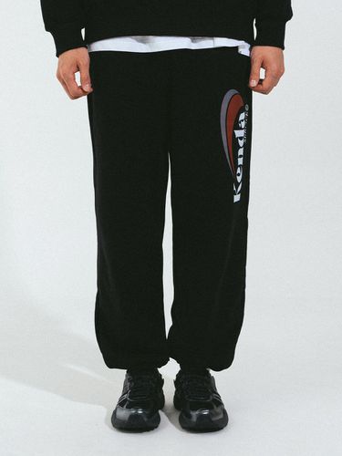 Oversized Cotton Blend Slash Logo Sweatpants [BLACK] - Kenda - Modalova