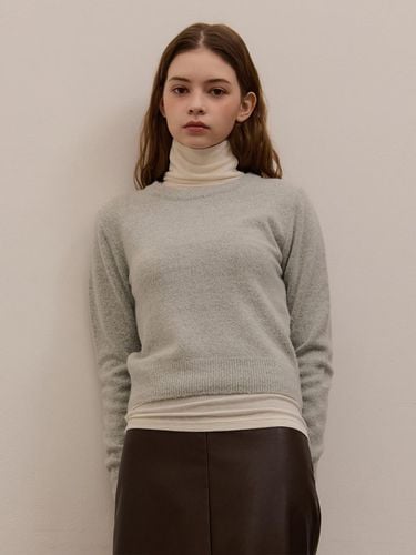 Winter Soft Mohair Round Neck Sweater [Light Gray] - camino - Modalova