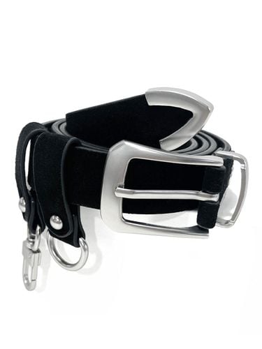 Double Loop Western Suede Belt [Black] - S SY - Modalova