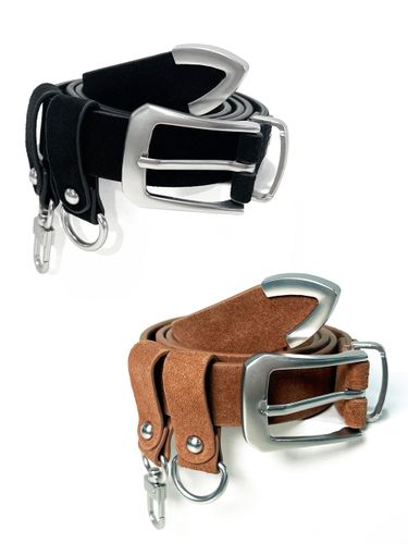 Double Loop Western Suede Leather Belt - S SY - Modalova