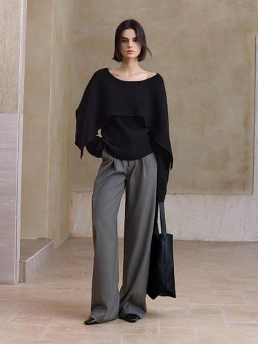 High Waist Wide-leg Long Pants [Gray] - yyiam - Modalova