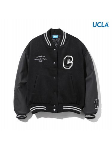 Cropped Wool Varsity Jacket [BLACK] (UAAUJ58_39) - UCLA - Modalova