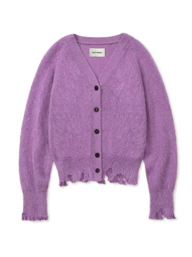 Mohair Destroyed Oversized Cardigan [PURPLE] - SALTY PEBBLE - Modalova