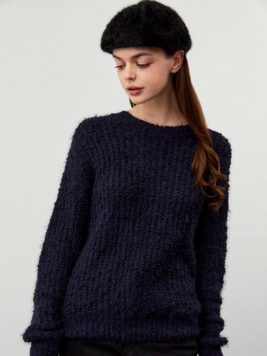 Cozy Puffy Round-Neck Knit Sweater [NAVY] - koolkitten - Modalova