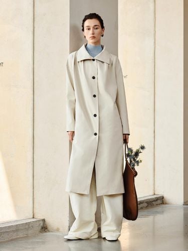 Classic Single Belted Long Coat [Light Gray/Beige] - yyiam - Modalova