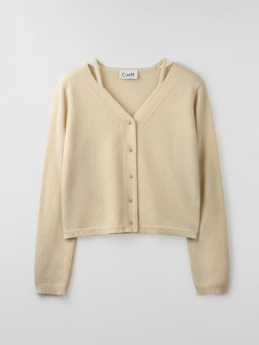 Heart Button Wool Ribbed Cardigan [] - Coett - Modalova