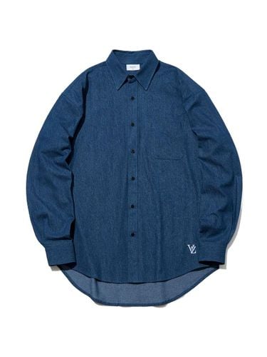 D Monogram Overfit Denim Shirt [Blue] - VARZAR - Modalova