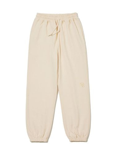 D Monogram Side Cotton Jogger Pants [Beige] - VARZAR - Modalova