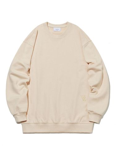 D Monogram Cotton Overfit Sweatshirt [Beige] - VARZAR - Modalova