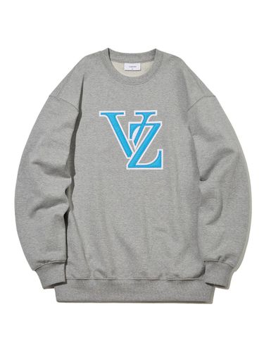 Cotton Logo Appliqu Sweatshirt [Grey] - VARZAR - Modalova