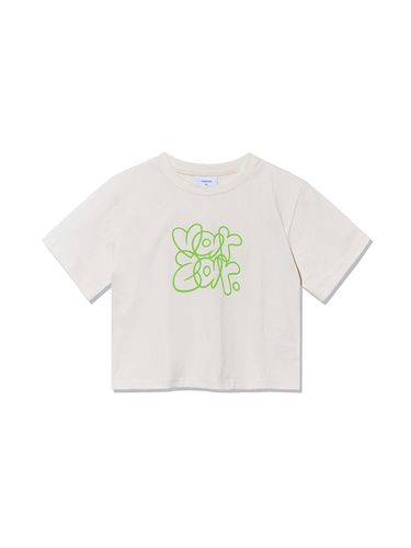 Graffiti Cotton Crop Short-Sleeve T-shirt [Cream] - VARZAR - Modalova