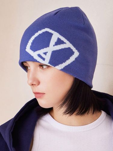 Square Jacquard Marble Pattern Beanie [Blue] - VARZAR - Modalova