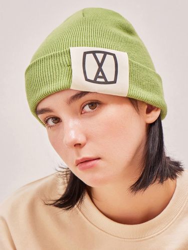 Square Label Regular Fit Beanie [Light Green] - VARZAR - Modalova