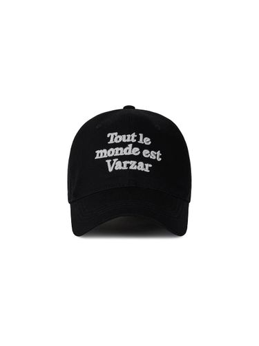 Cotton Embroidered Lettering Ball Cap [Washed Black] - VARZAR - Modalova