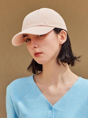 Cotton 5-Panel Studded Curved Cap [PINK] - VARZAR - Modalova