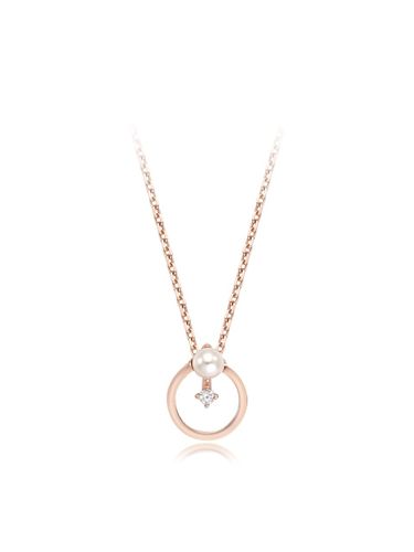 Sterling Rose Gold Crystal Pearl Necklace (SC0950) - STONEHENgE - Modalova