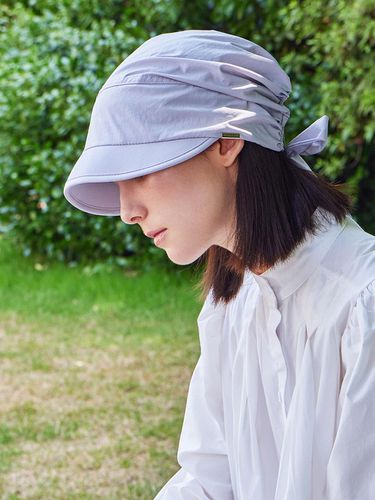 Metal-tipped Scarf Wide Brim Cap [Lilac] - VARZAR - Modalova