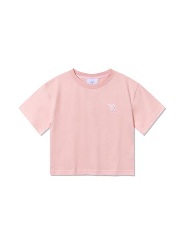 D Logo Crop Regular Fit T-shirt [Pink] - VARZAR - Modalova