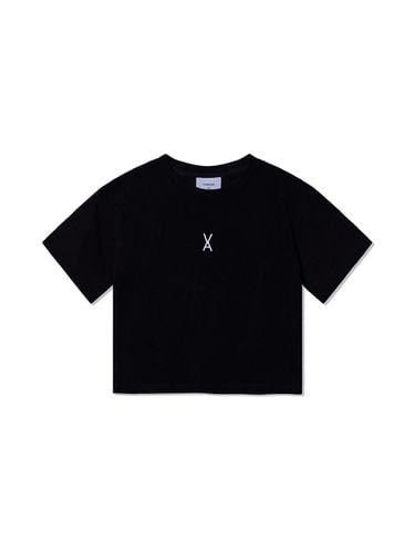 D Logo Short Sleeve Cotton T-shirt [Black] - VARZAR - Modalova