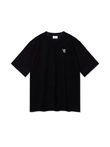 D Logo Relaxed Fit Cotton T-shirt [Black] - VARZAR - Modalova