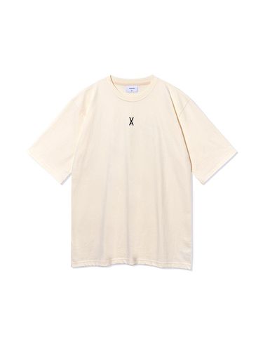 D Logo Cotton Oversized T-shirt [Beige] - VARZAR - Modalova