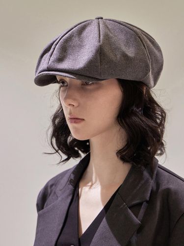 Logo Easy Fit Wool-Blend Newsboy Cap [Grey] - VARZAR - Modalova