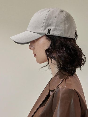 Studded Oversized Cotton Ball Cap [Gray] - VARZAR - Modalova