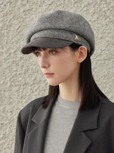 VA Studded Wool Blend Adjustable Newsboy Cap [Grey] - VARZAR - Modalova