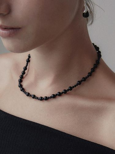 Sterling Silver Genuine Onyx Ball Necklace [] - byweekend - Modalova