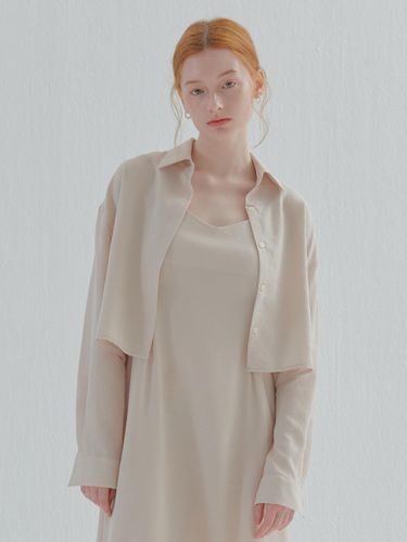 Polyester Standard Fit Basic Shirt [Beige] - camino - Modalova