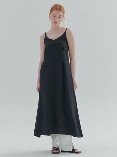 Basic Pin-tuck Sleeveless Dress [Black] - camino - Modalova